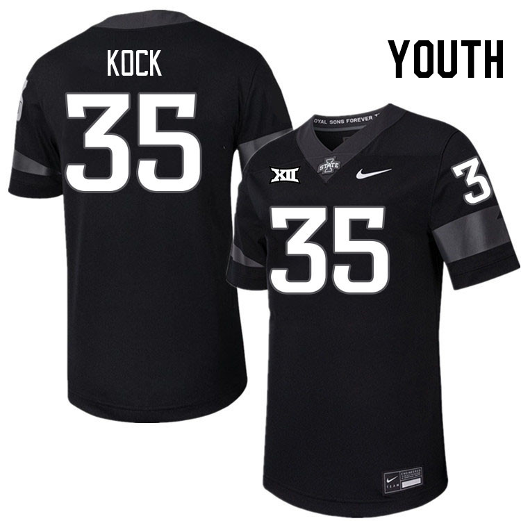 Youth #35 Caden Kock Iowa State Cyclones College Football Jerseys Stitched-Black